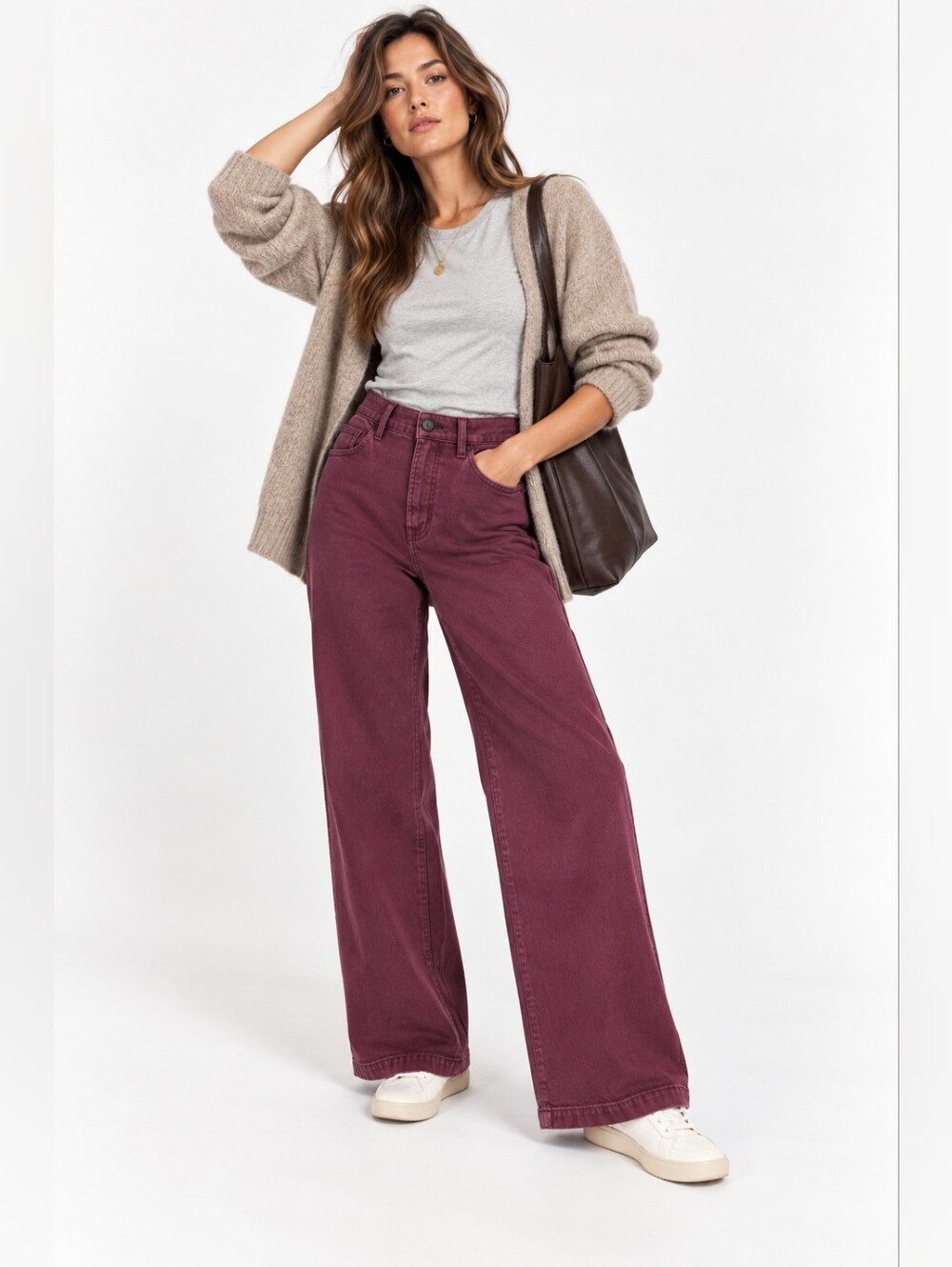 Madewell Emmett Wide Leg Pants Dusty Burgundy High Rise Size 26